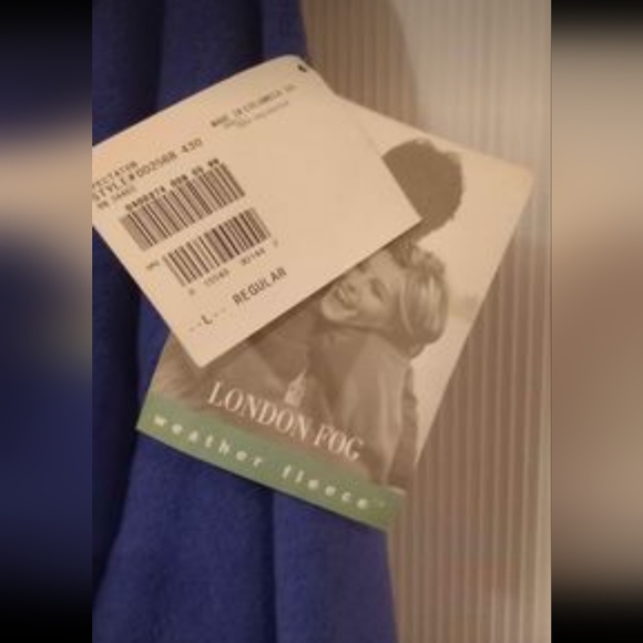 NWT- London Fog, colbalt blue fleece zip up sweatshirt, Size large - Picture 3 of 4